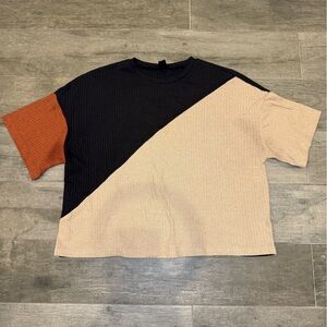 SHEIN Dark Gray Ribbed Knit Top